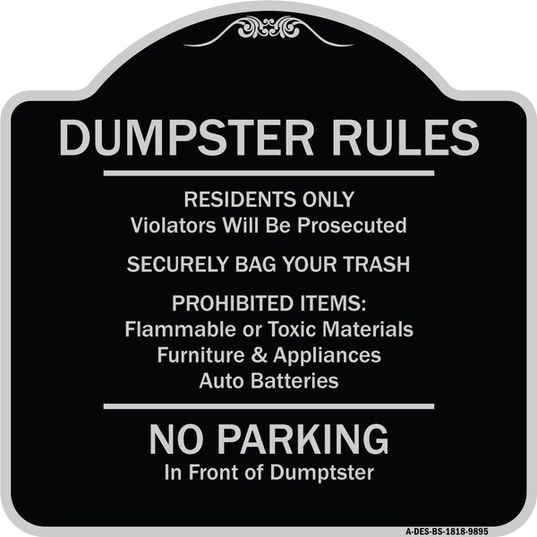 Designer Series-Residents Only Violators Prosecuted Bag Your Trash No Parking